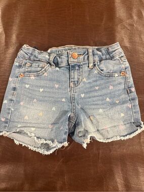 Cat & Jack Light Denim Shorts with Pastel Heart Print - Multicolor
